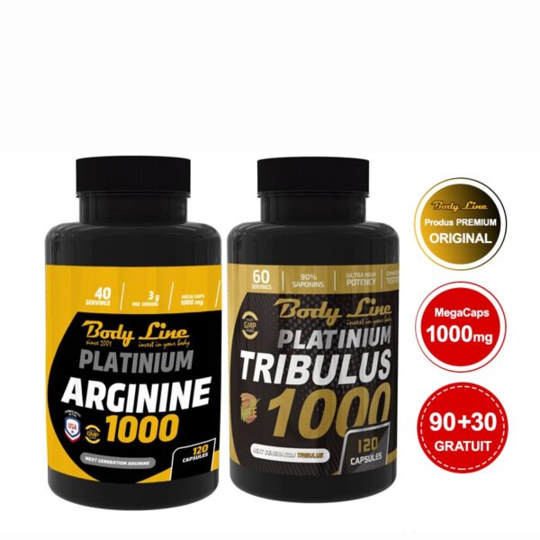 BODYLINE Pachet Suplimente Potenta Arginina + Tribulus 120 capsule-