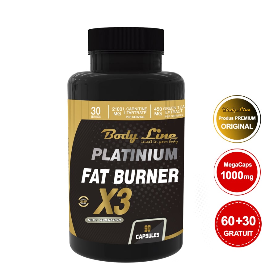 -40% 90 capsule. Fat Burner X3 supliment pentru slabire Premium - Body Line. Arderea grasimilor. Cadou: 5 plicuri la alegere