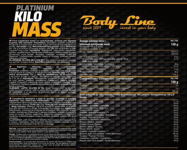 Body Line KILO MASS - chocolate flavour [5000g] eticheta
